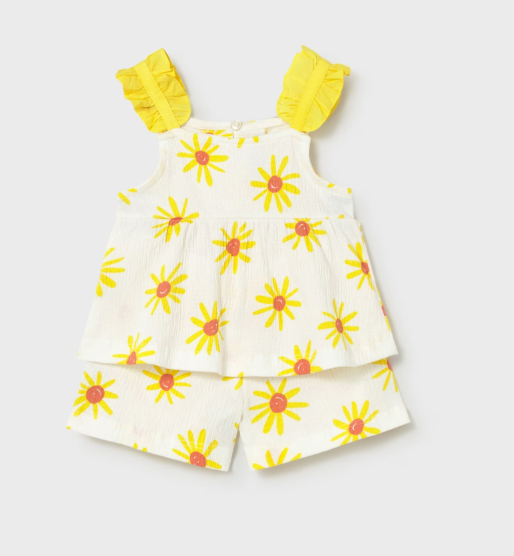 Mayoral Flower Print Shorts & Vest Set Style 1207 - Mimosa